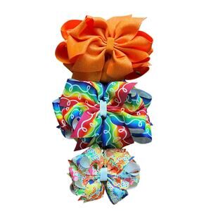 Bow Bundle Rainbow Double Stack Interchangeable 5", 4", 3" Bows Dinosaur Glitter